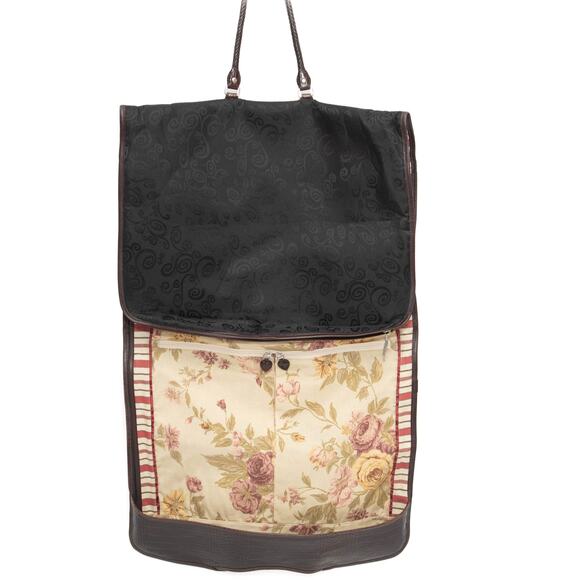 Brighton Black & Brown Full Size Tri-fold Leather Canvas Garment Bag - Picture 5 of 16
